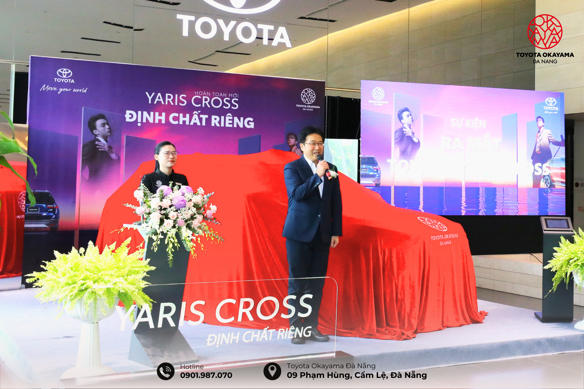 Tổng giám đốc Toyota Okayama Đà Nẵng phát biểu khai mạc sự kiện ra mắt xe Toyota Yaris Cross hoàn toàn mới.